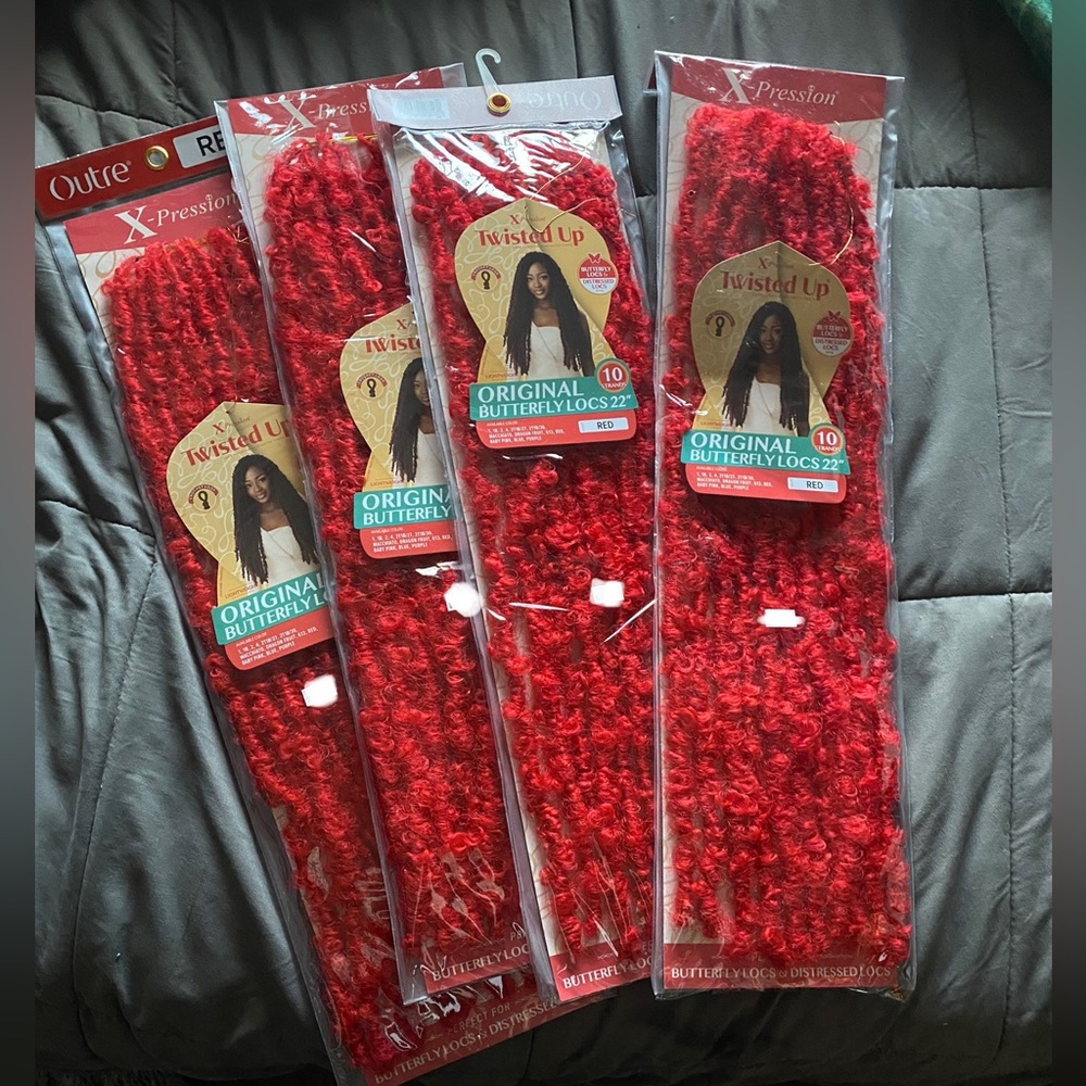 22” Bright Red Butterfly Locs